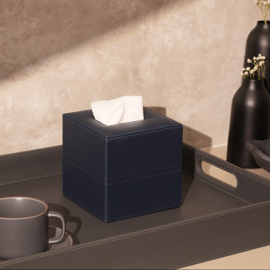 Etna Square Tissue Box Holder - Navy