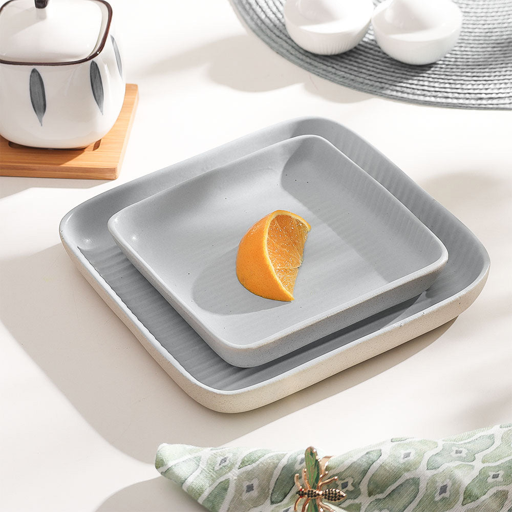 Etre Square Serving Plate Medium - Dove Grey