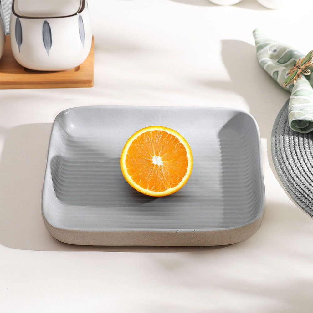 Etre Square Serving Plate Large - Dove Grey