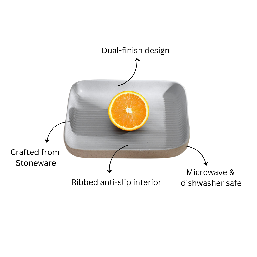 Etre Square Serving Plate Large - Dove Grey