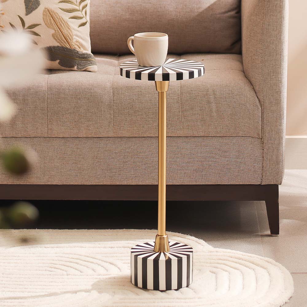 Etrea Resin Pedestal Drink Table - Monochrome