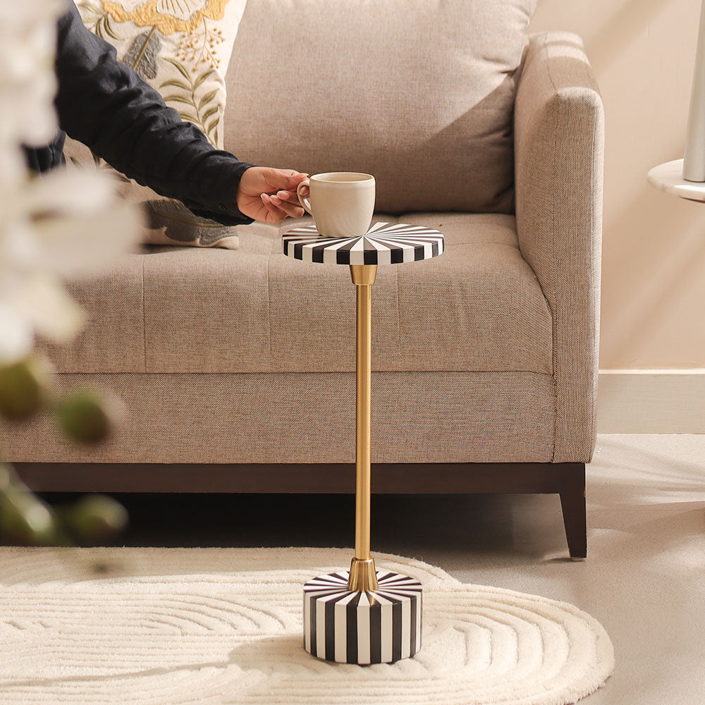 Etrea Resin Pedestal Drink Table - Monochrome