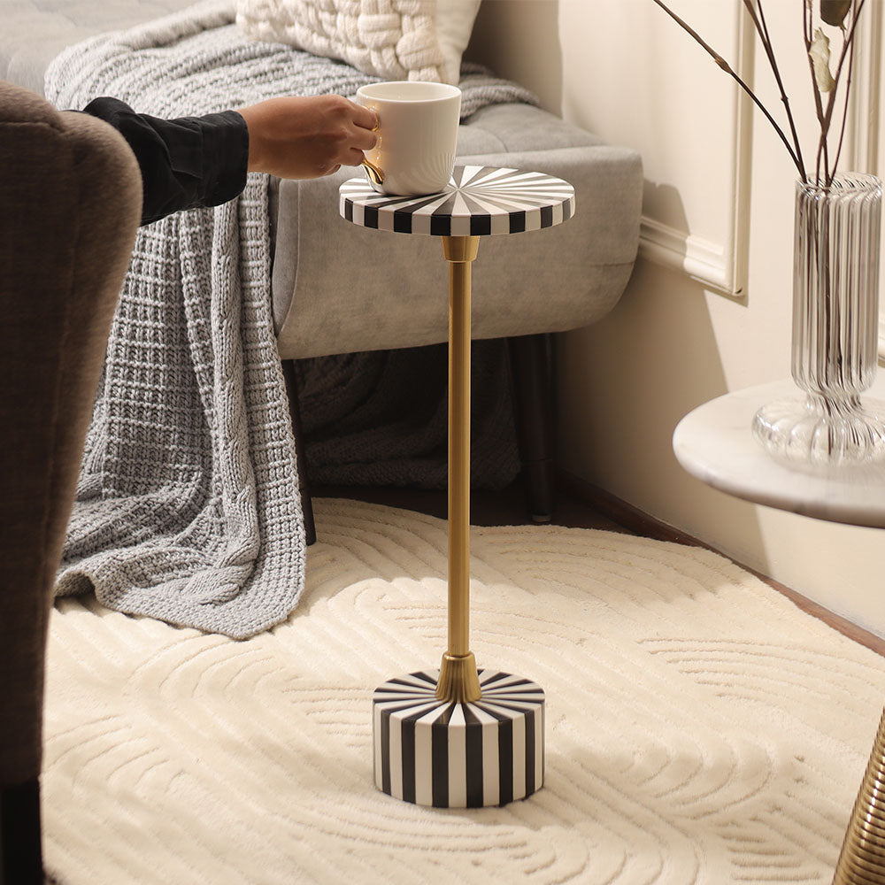 Etrea Resin Pedestal Drink Table - Monochrome