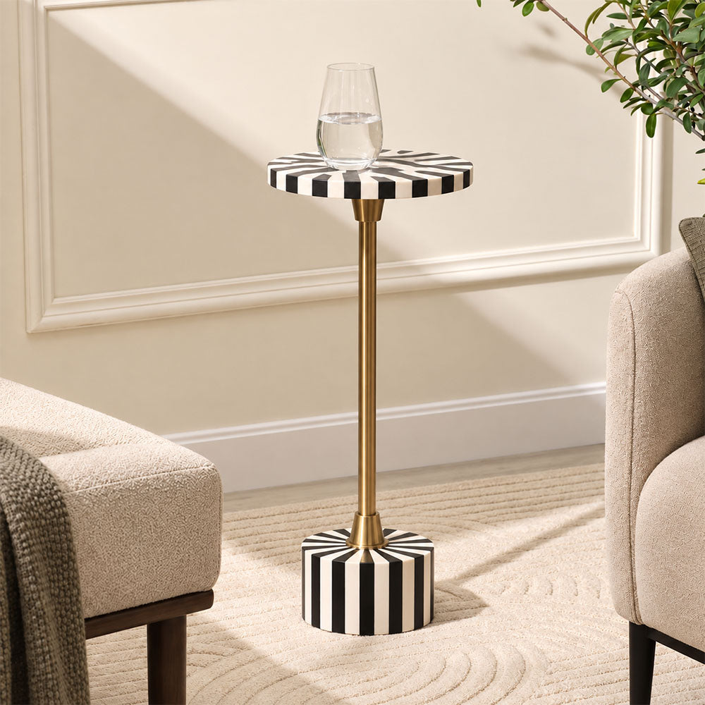 Etrea Resin Pedestal Drink Table - Monochrome