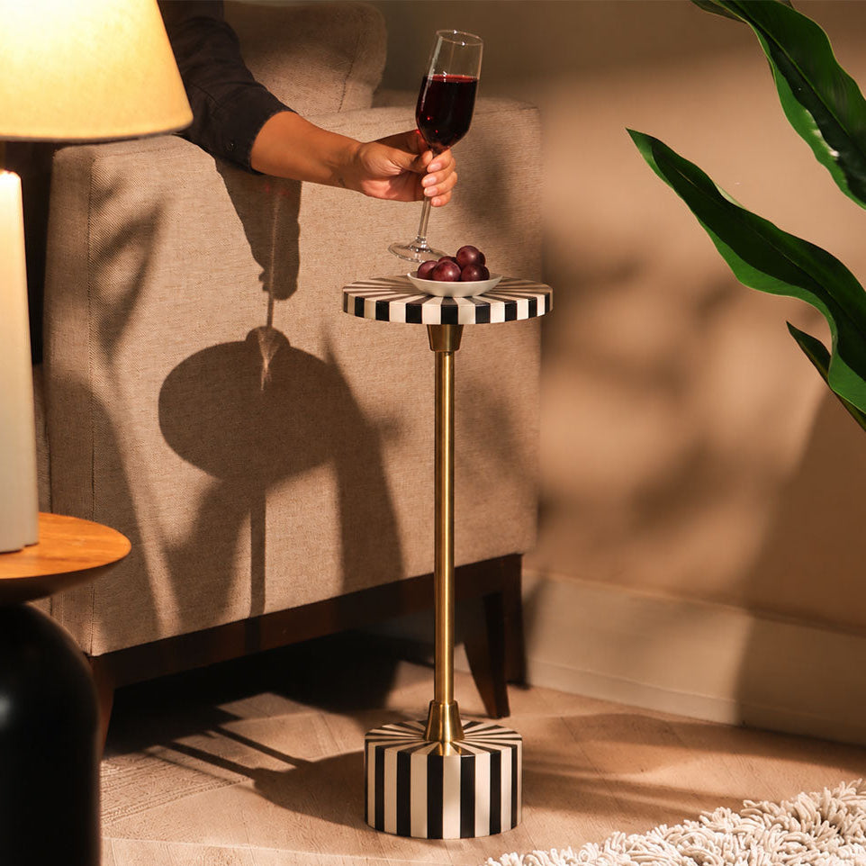 Etrea Resin Pedestal Drink Table - Monochrome