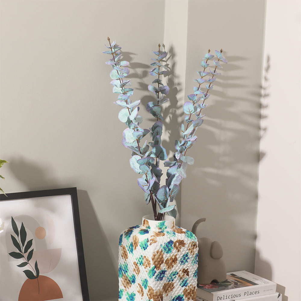 Eucalyptus Leaves Faux Stem - Sky Blue