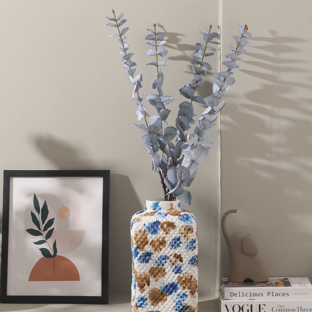 Eucalyptus Leaves Faux Stem - Sky Blue