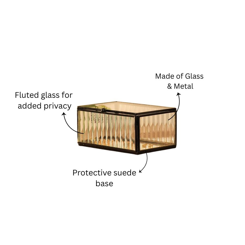 Eva Glass Jewellery Box Medium - Black
