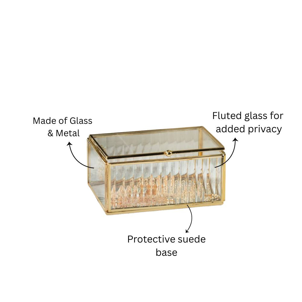 Eva Glass Jewellery Box Medium - Gold
