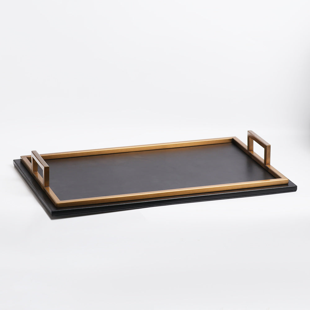 Everly Serving Tray - Black & Gold