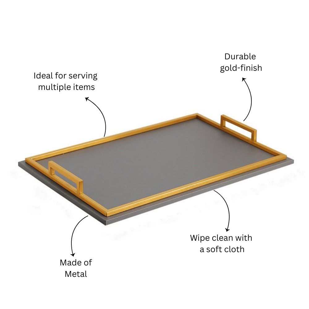 Everly Serving Tray - Dark Grey & Gold