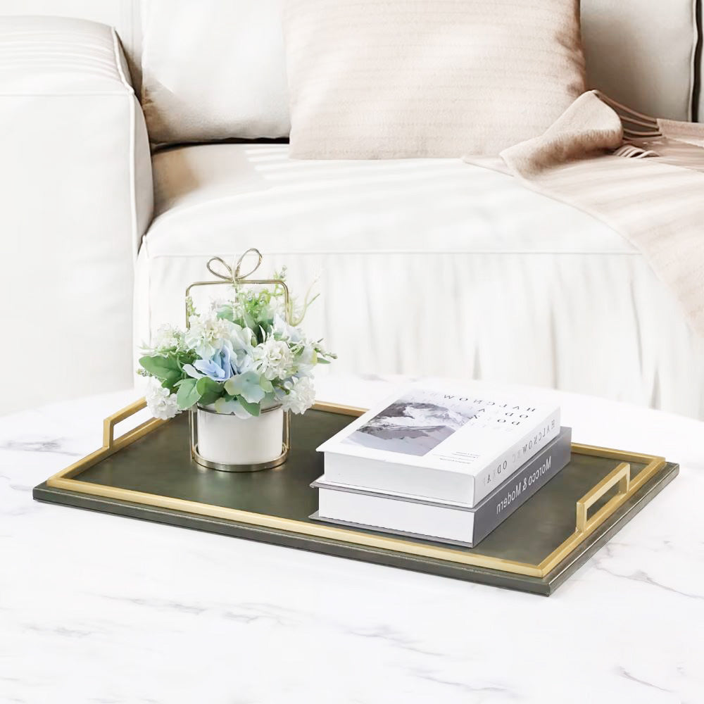 Everly Serving Tray - Dark Grey & Gold