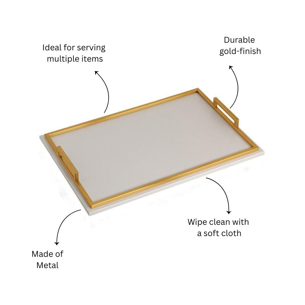 Everly Serving Tray - Ivory & Gold
