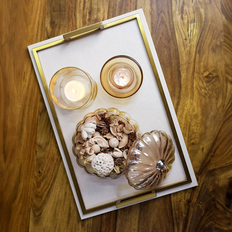 Everly Serving Tray - Ivory & Gold