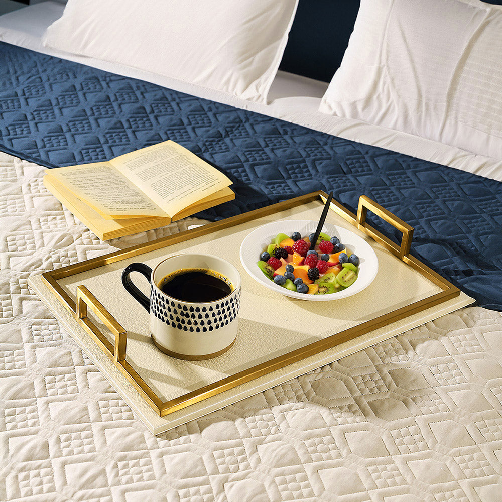 Everly Serving Tray - Ivory & Gold