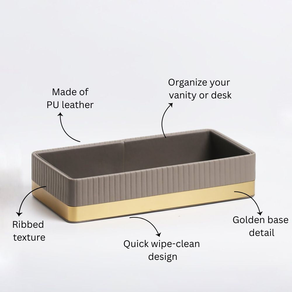Everly Valet Tray - Dark Grey & Gold