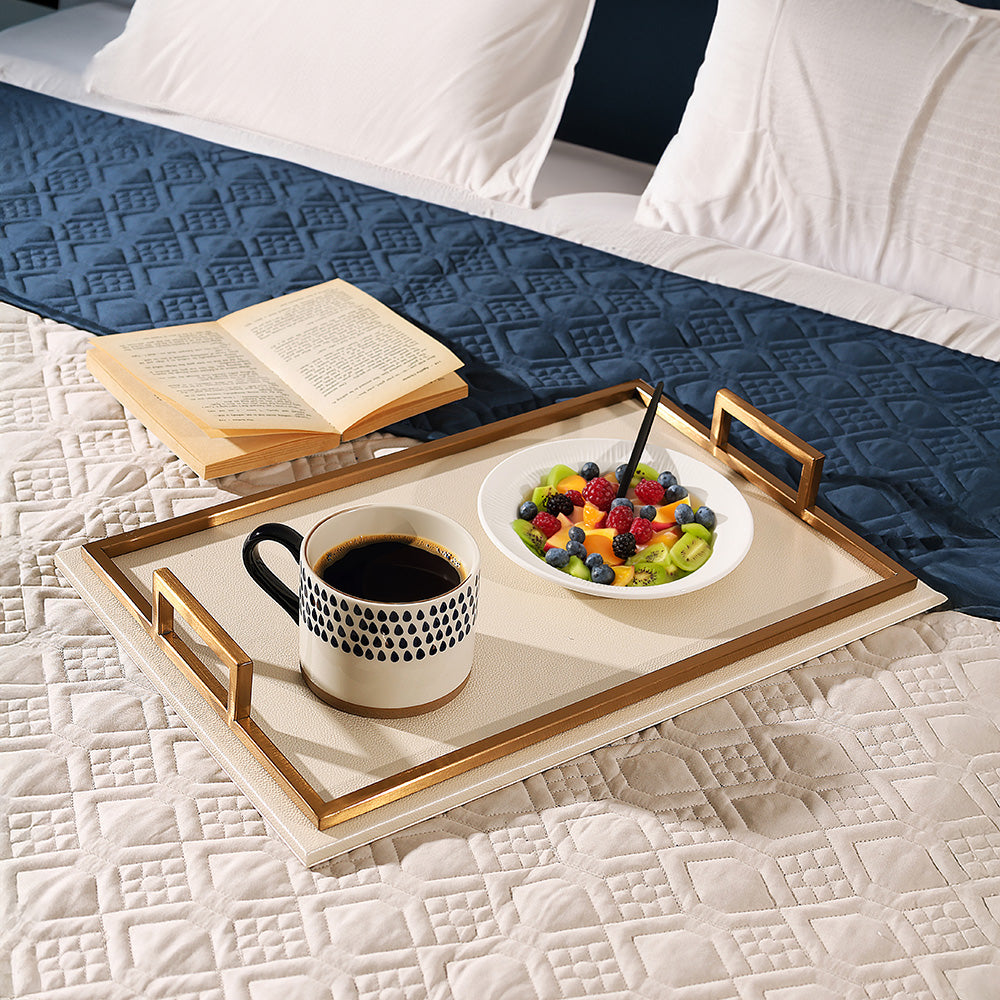 Everly Serving Tray - Ivory & Dull Gold