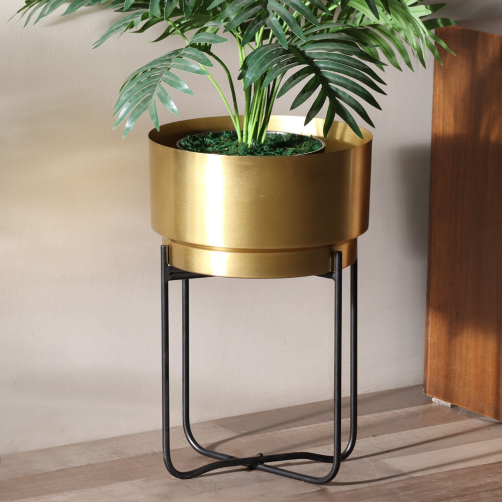 Eze Planter with Folding Stand Short - Gold Black