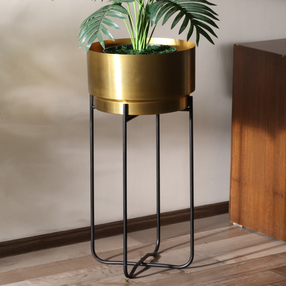 Eze Planter with Folding Stand Tall - Gold Black