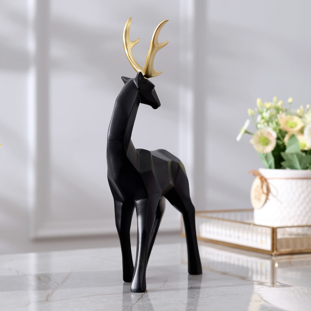 Faceted Standing Antler Decorative Sculpture - Black