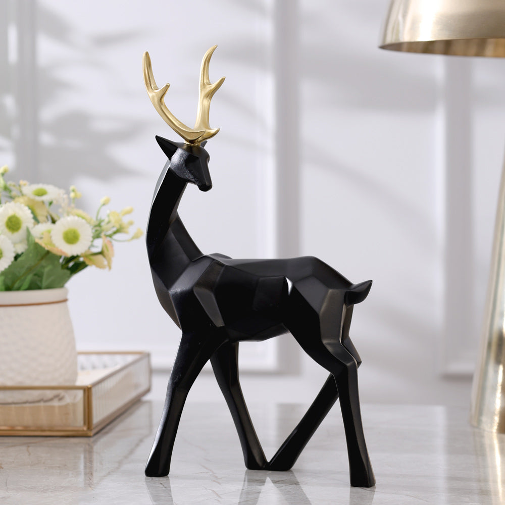Faceted Standing Antler Decorative Sculpture - Black