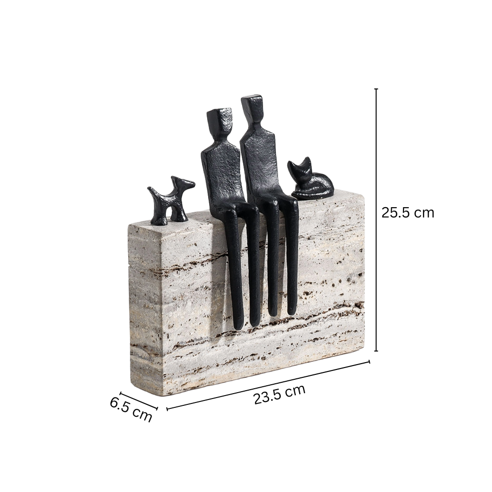 Familia Metal & Marble Sculpture Large - Grey Black