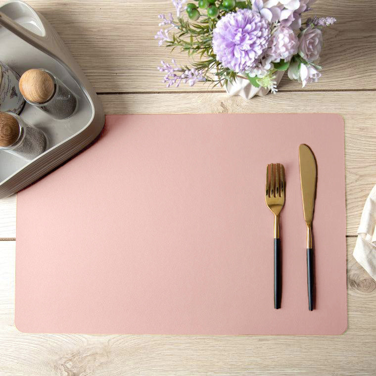 Faux Leather Rectangular Placemats, Set of 2 - Pink