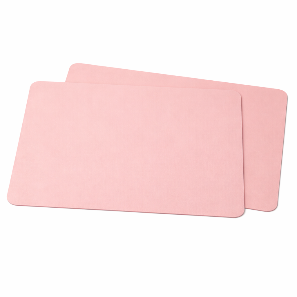 Faux Leather Rectangular Placemats, Set of 2 - Pink
