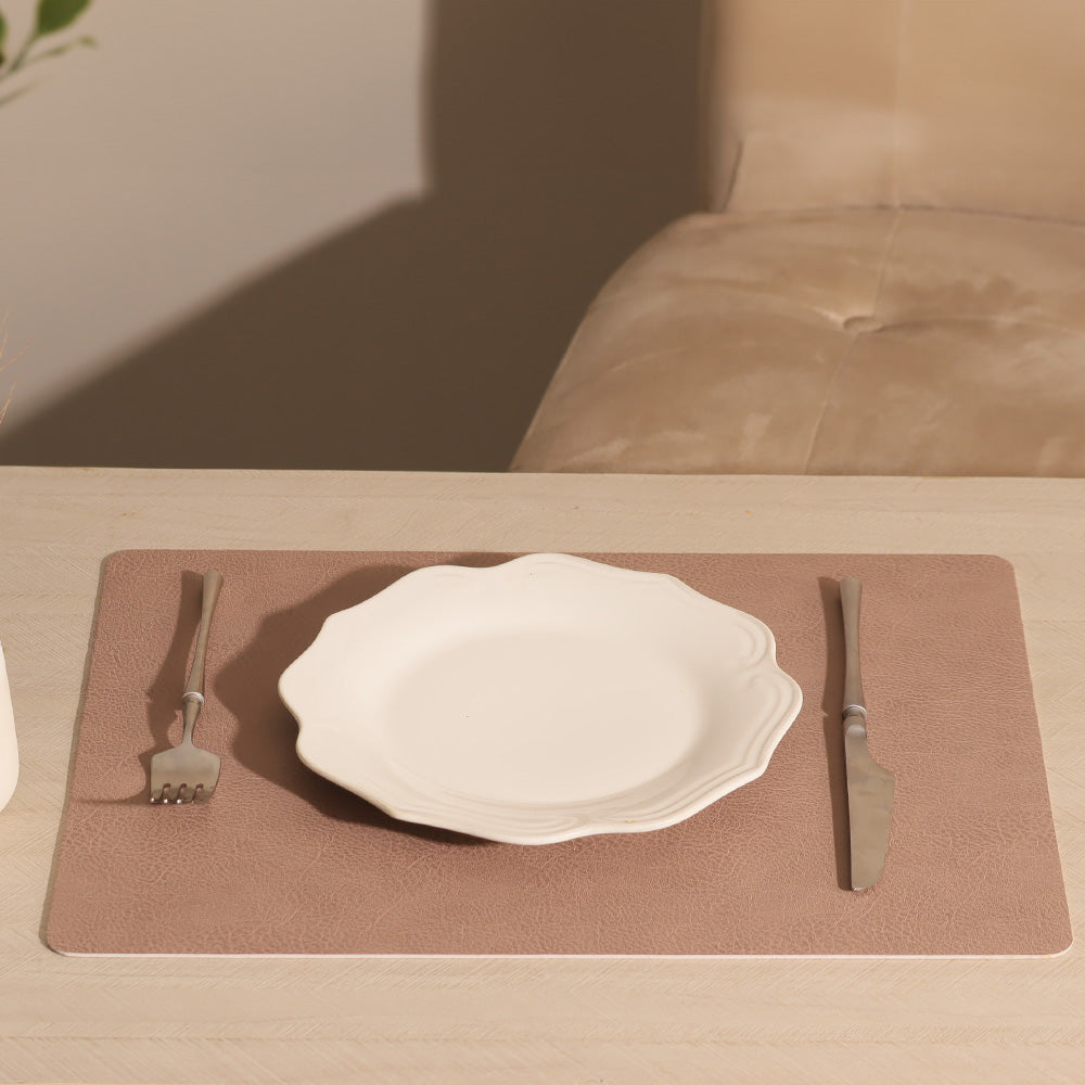 Faux Leather Rectangular Placemats, Set of 2 - Taupe