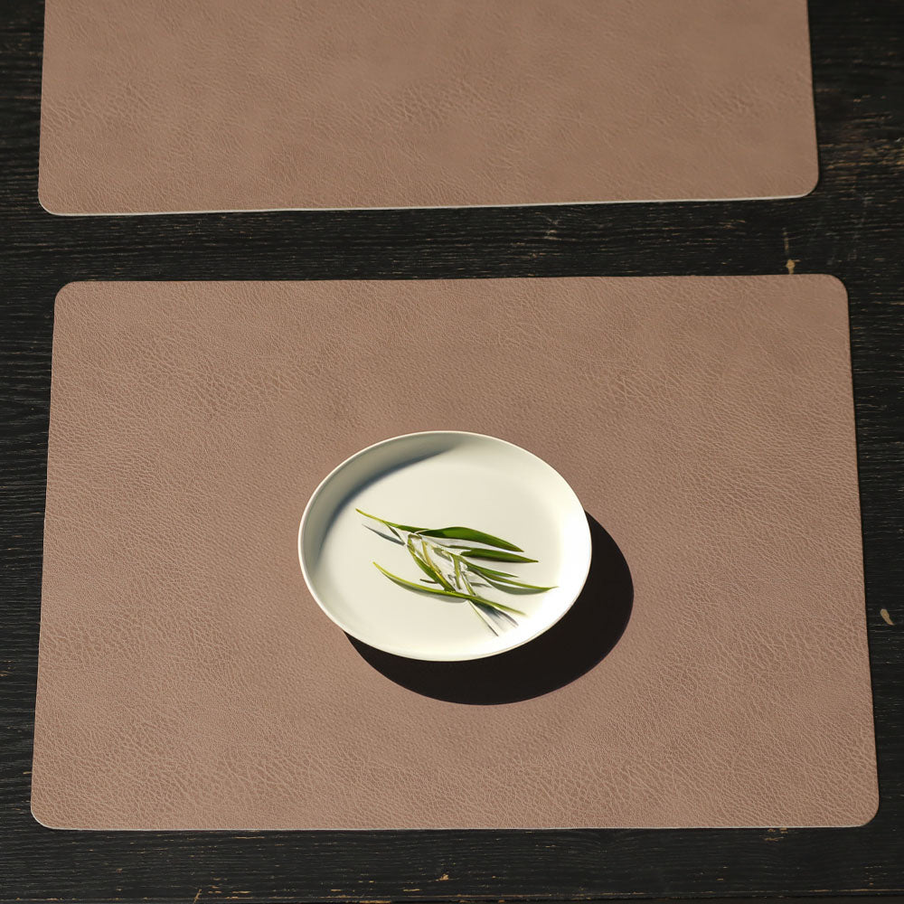 Faux Leather Rectangular Placemats, Set of 2 - Taupe