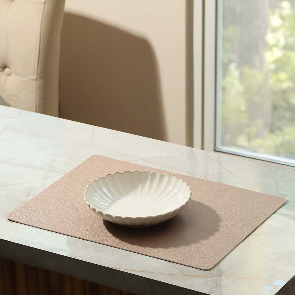 Faux Leather Rectangular Placemats, Set of 2 - Taupe