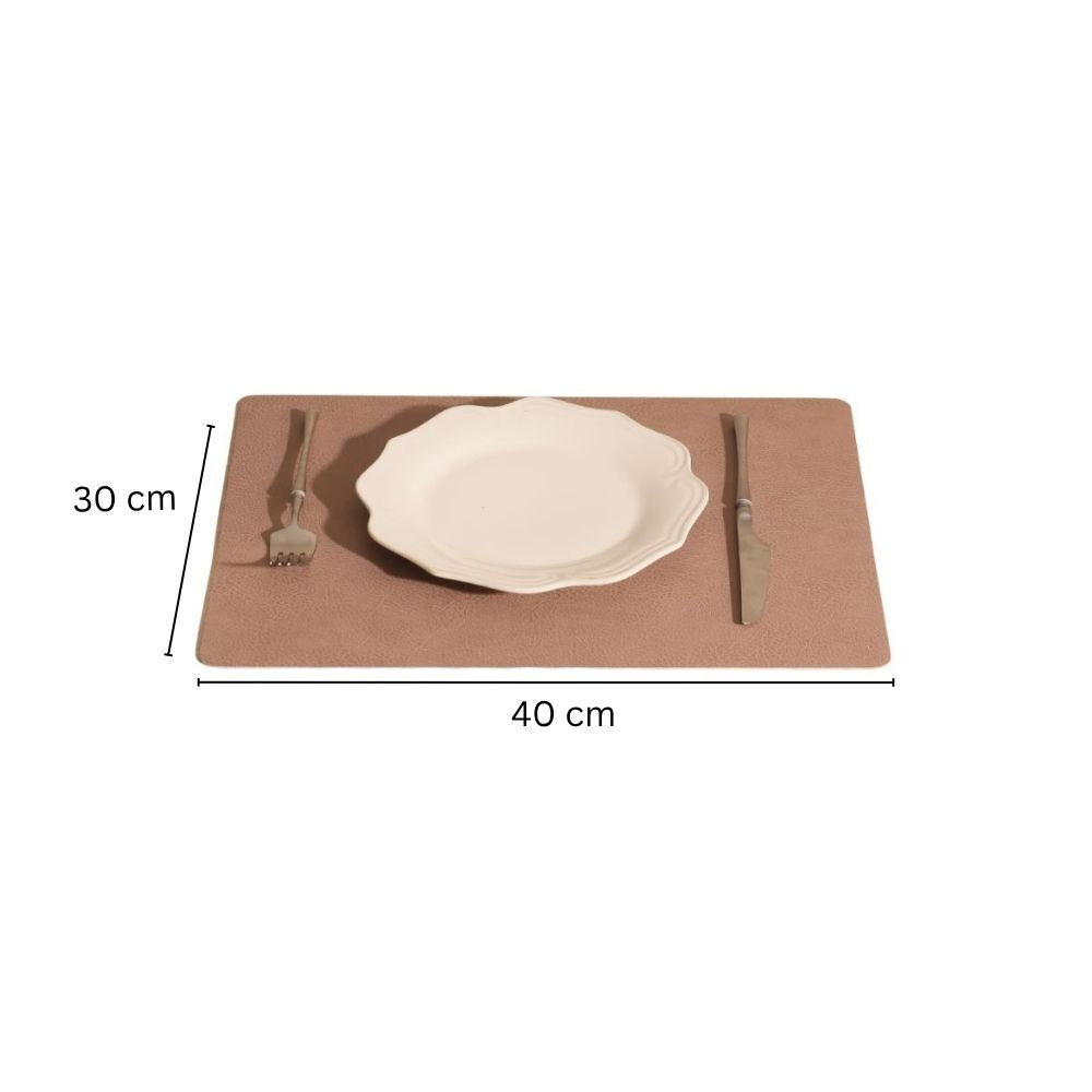 Faux Leather Rectangular Placemats, Set of 2 - Taupe