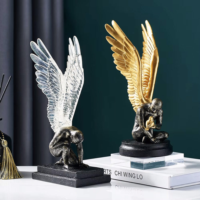 Feather Friends Sculpture Medium - Charcoal Gold
