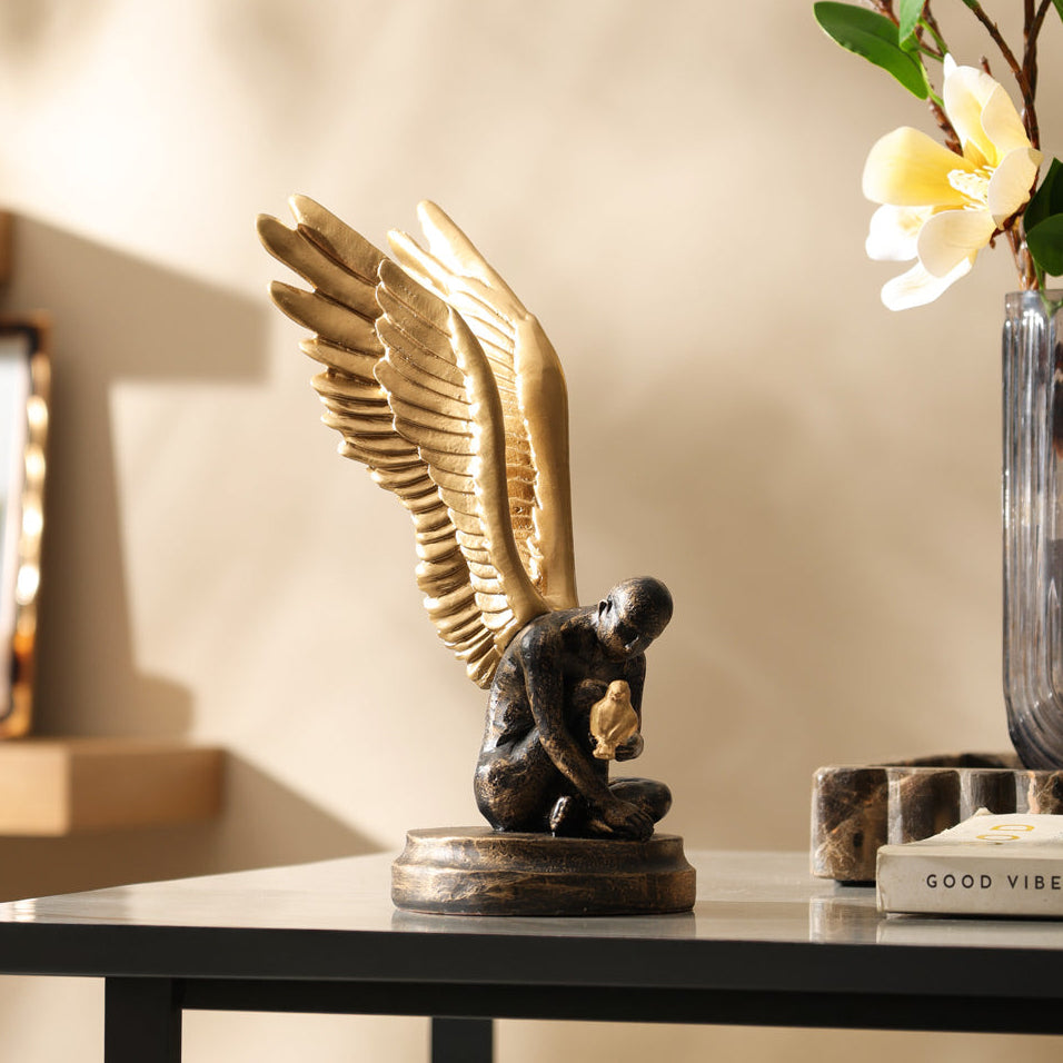 Feather Friends Sculpture Medium - Charcoal Gold