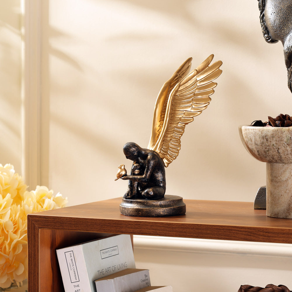 Feather Friends Sculpture Medium - Charcoal Gold