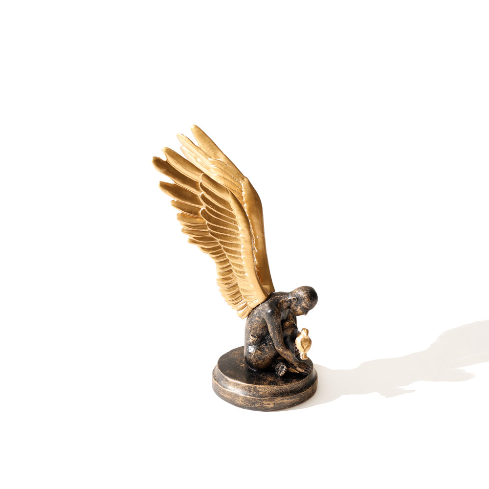 Feather Friends Sculpture Medium - Charcoal Gold