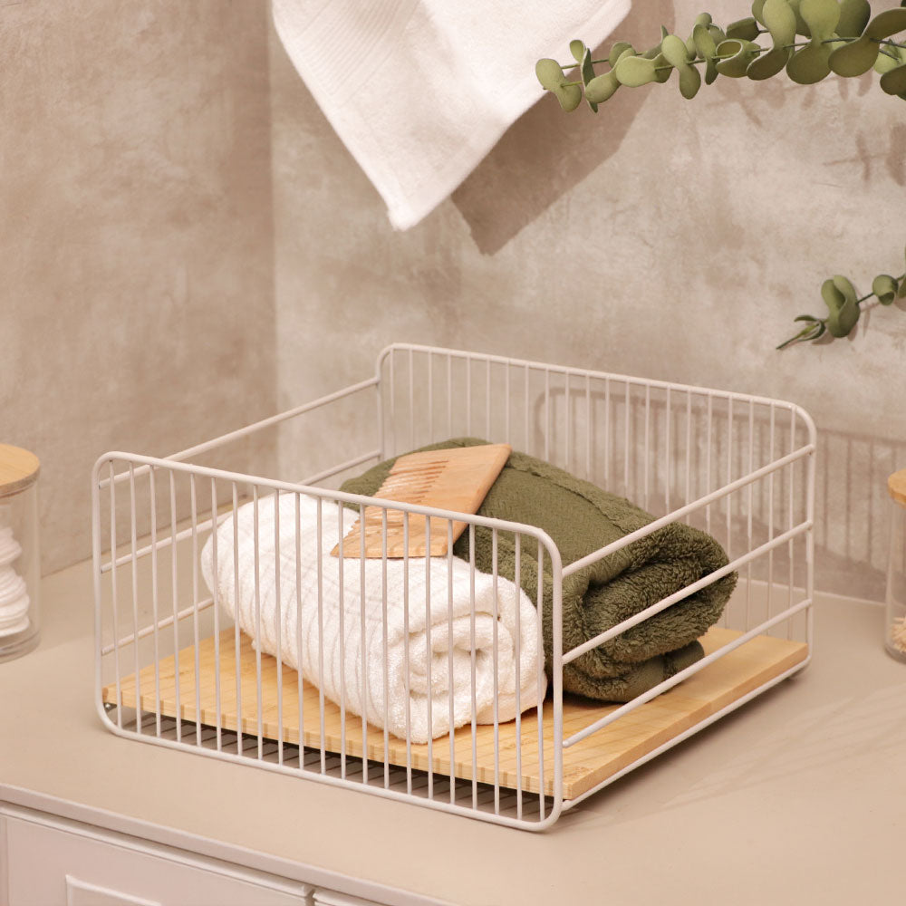 Fence Square Basket Medium - Taupe Natural