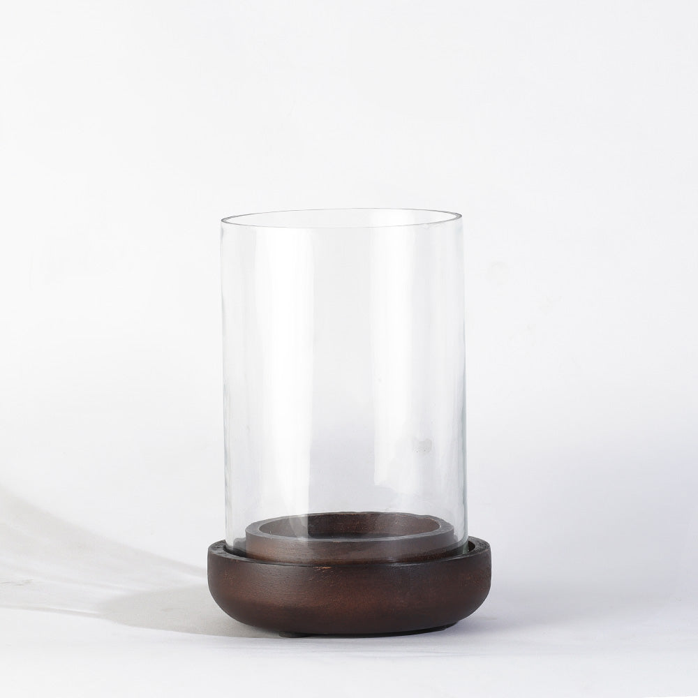 Fera Glass Hurricane Small - Walnut Brown