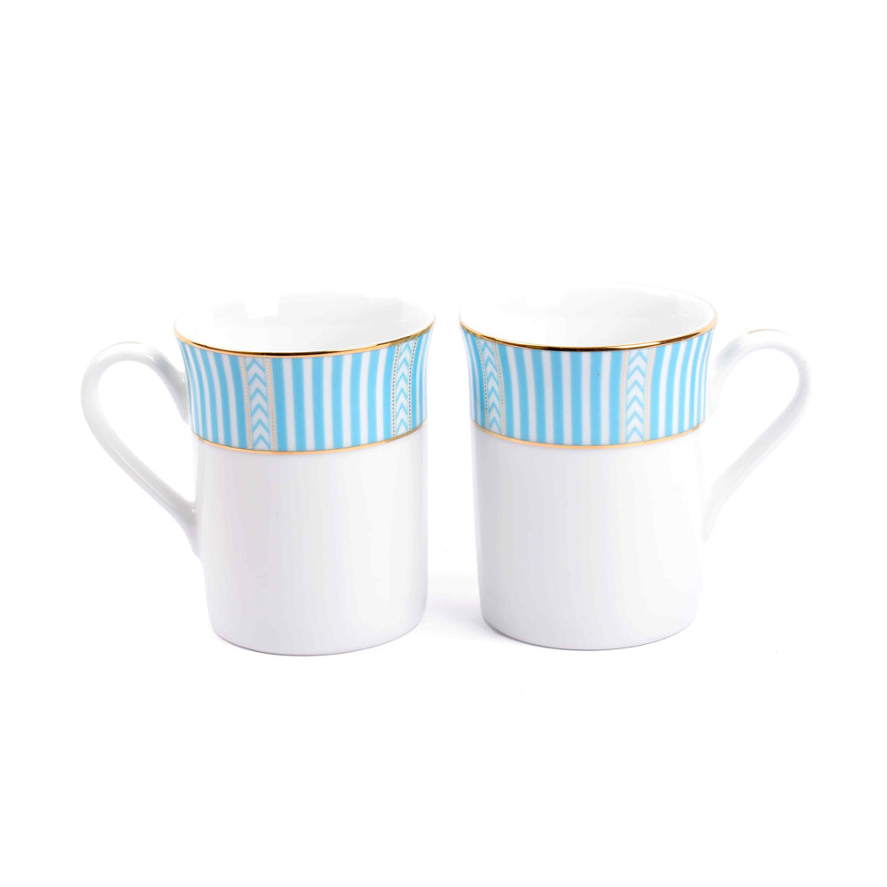 Fete Classic Coffee Mugs, Set of 2 - Stripe Blue