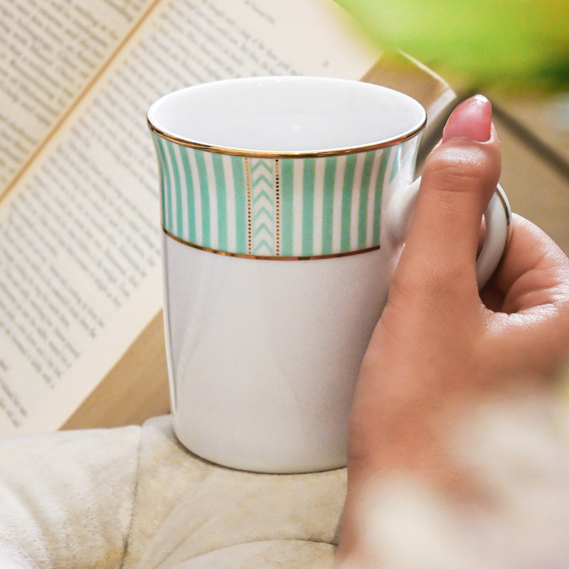 Fete Classic Coffee Mugs, Set of 2 - Stripe Green