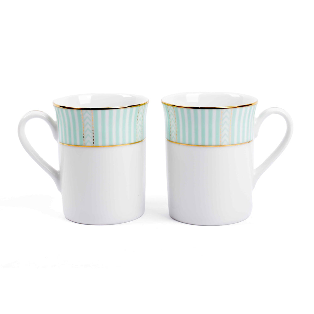 Fete Classic Coffee Mugs, Set of 2 - Stripe Green