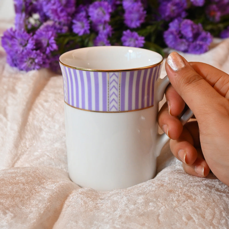 Fete Classic Coffee Mugs, Set of 2 - Stripe Purple