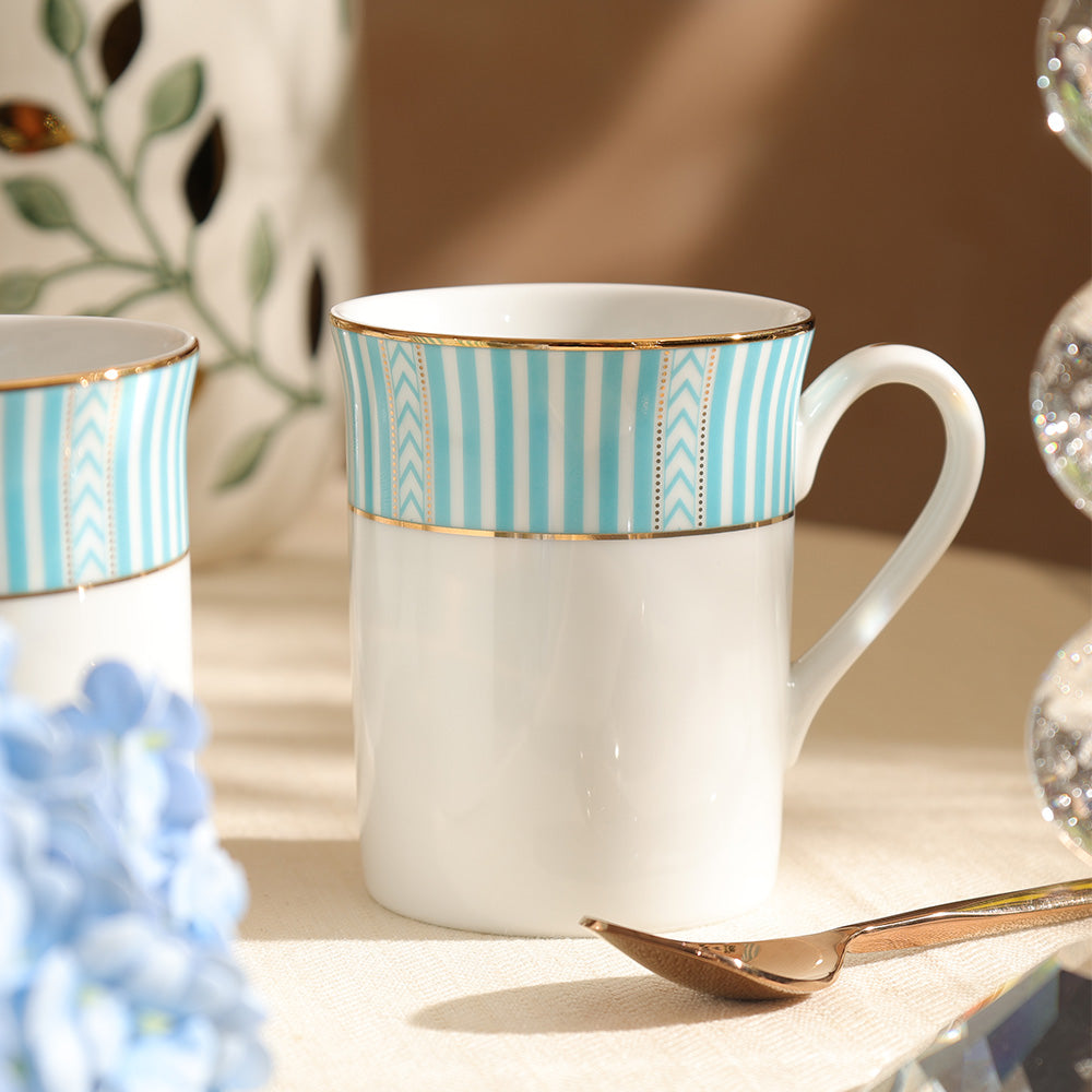 Fete Classic Coffee Mugs, Set of 2 - Stripe Blue