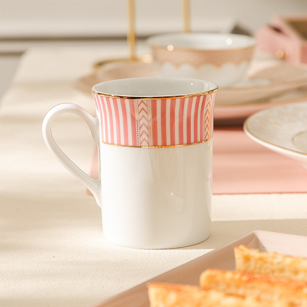 Fete Classic Coffee Mugs, Set of 2 - Stripe Pink