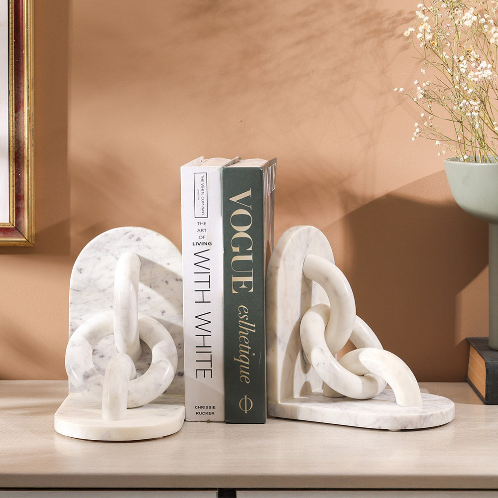 Fetters Marble Bookends, Set of 2 - White