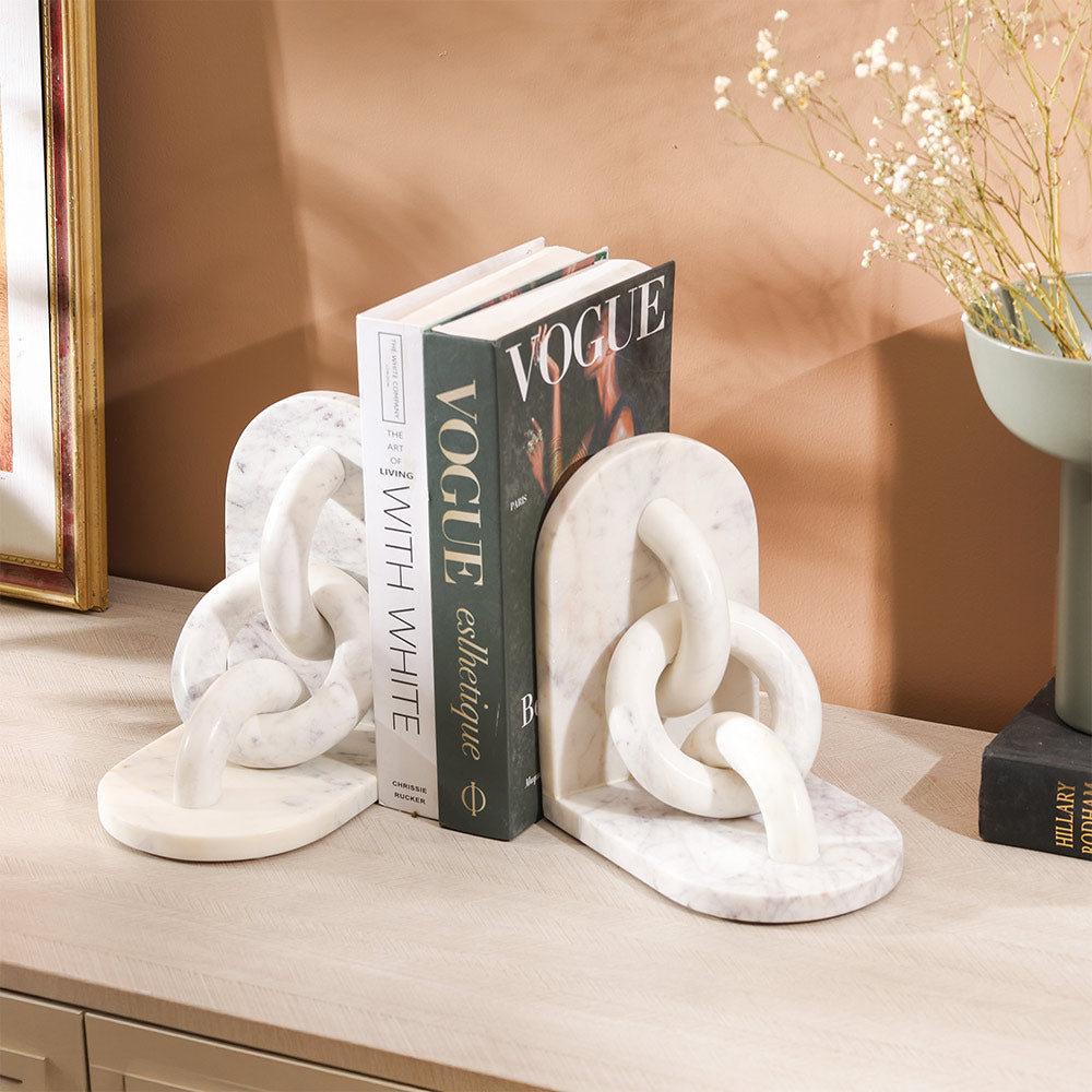 Fetters Marble Bookends, Set of 2 - White