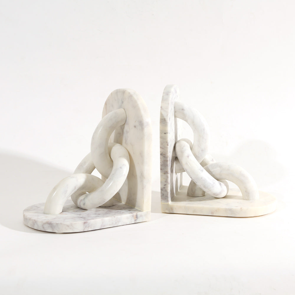 Fetters Marble Bookends, Set of 2 - White