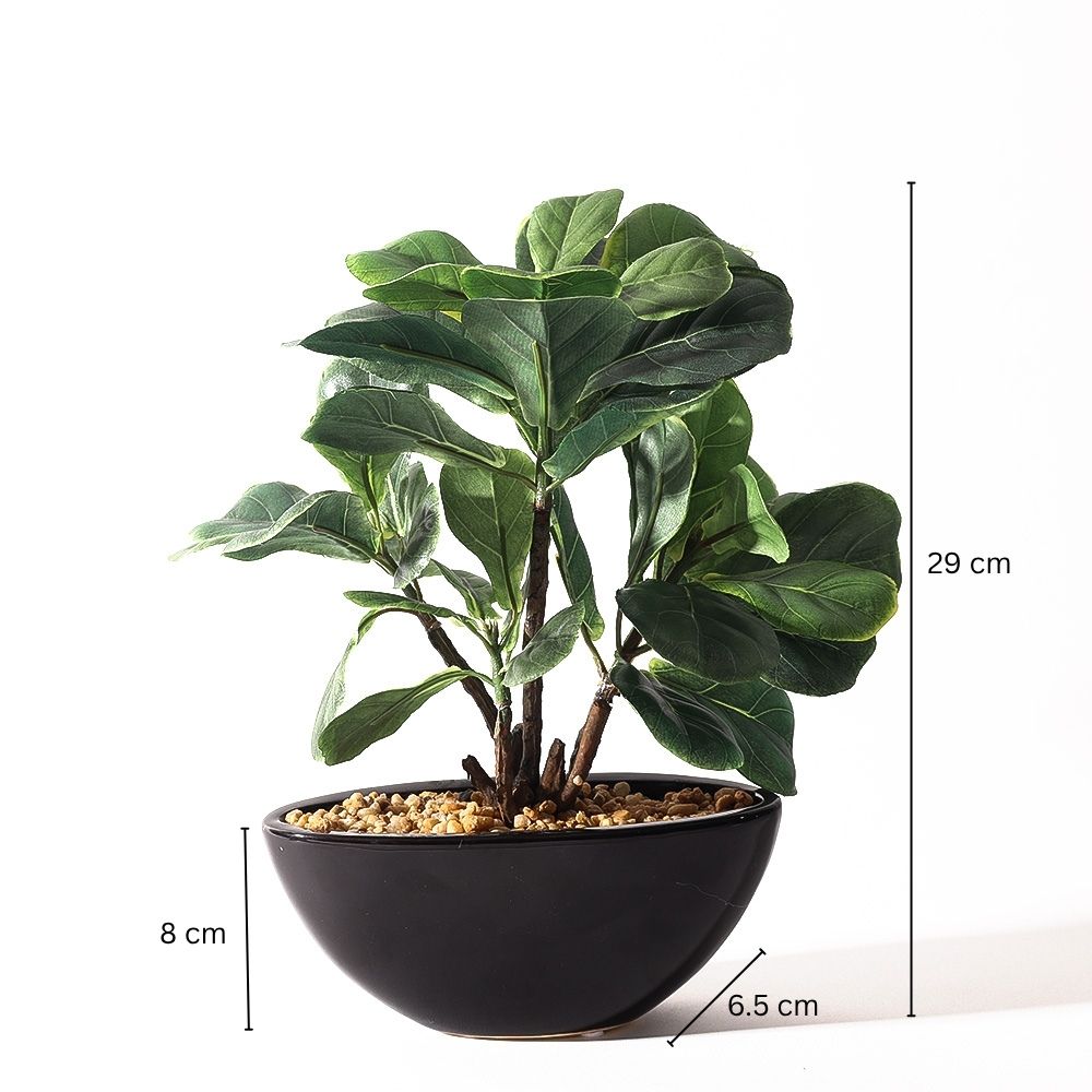 Fiddle Leaf Fig Artificial Oval Potted Plant Mini - Green
