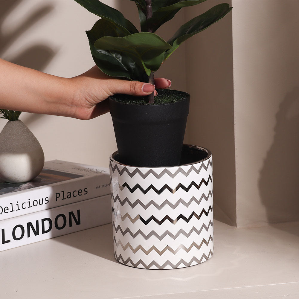 Fiddle Leaf Fig Artificial Potted Plant Small - Green