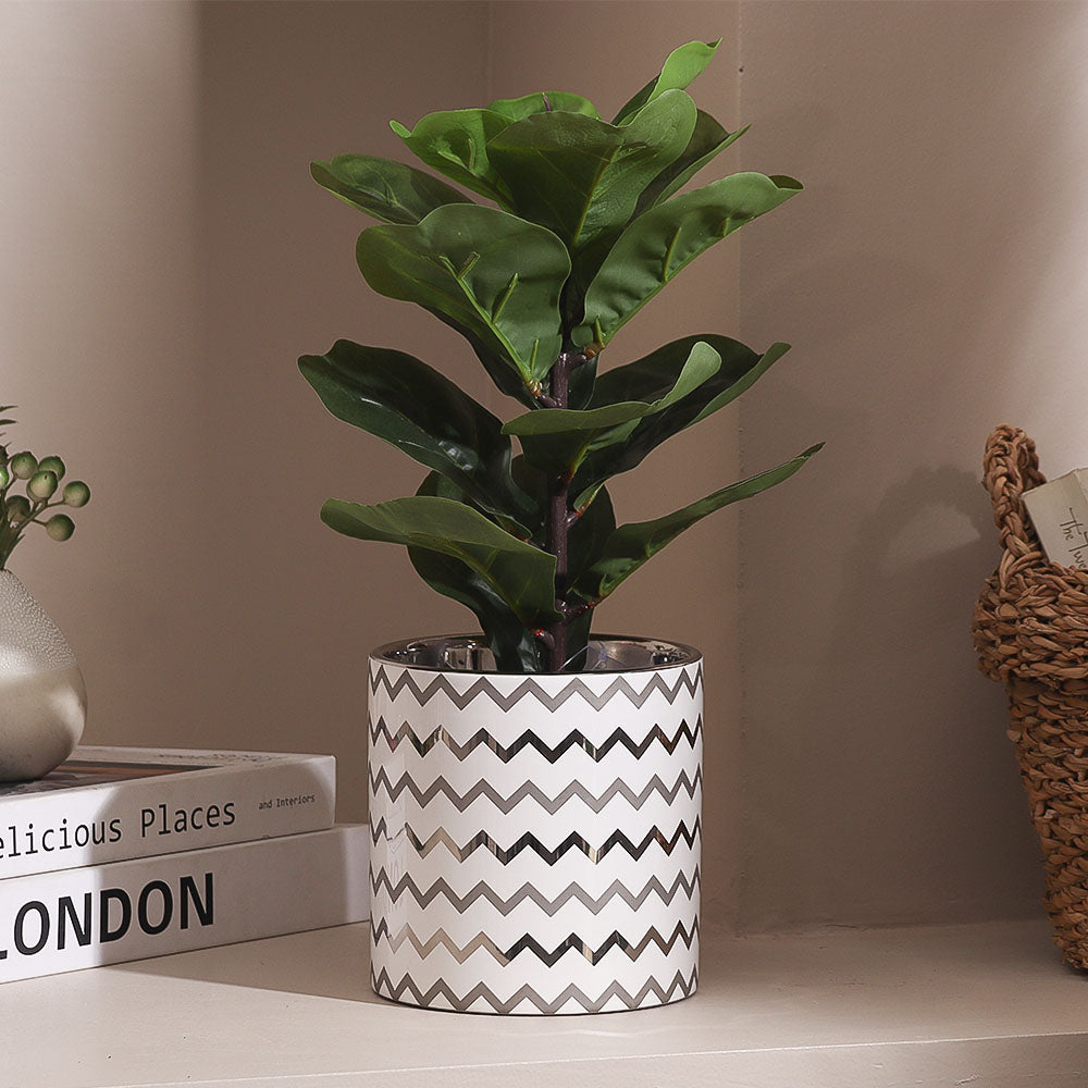 Fiddle Leaf Fig Artificial Potted Plant Small - Green